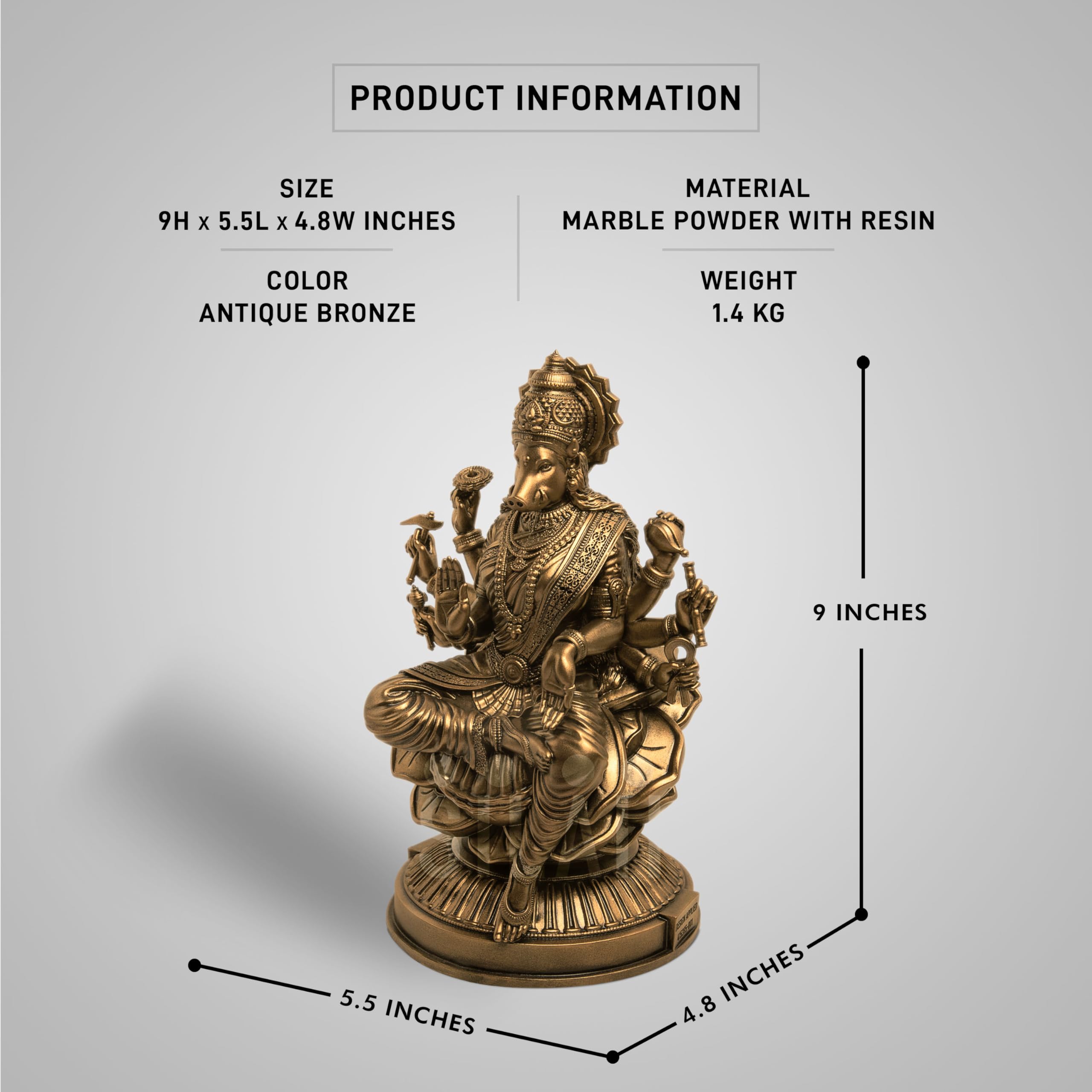 Silaii Goddess Varahi Amman Sculpture - Antique Bronze Finish, Handcrafted Statue For Puja Room, Home Decor, And Gifting (9 Inch